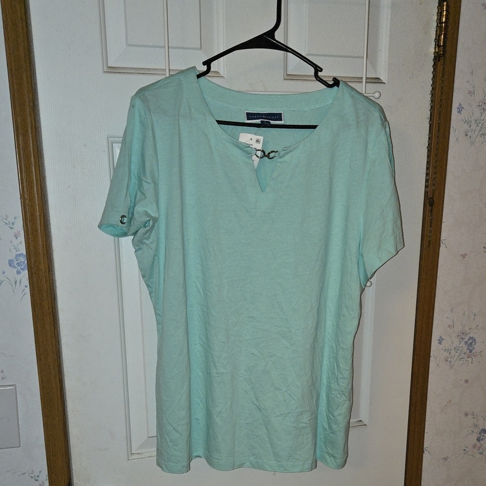 Karen Scott Women's Mint Green Top NWT